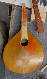 Fingerboard removed before re-gluing the headstock join