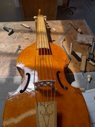 Initial setup in progress, about to tie the frets on