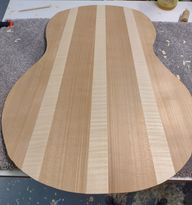 The back showing jointed strips of sycamore and cherry