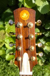 Inlaid marquetry on the headstock
