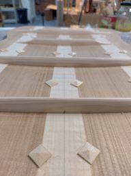 Closeup of the inside of the back showing the braces and reinforcement cleats