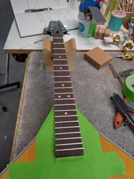 New frets put in, not yet crowned or dressed
